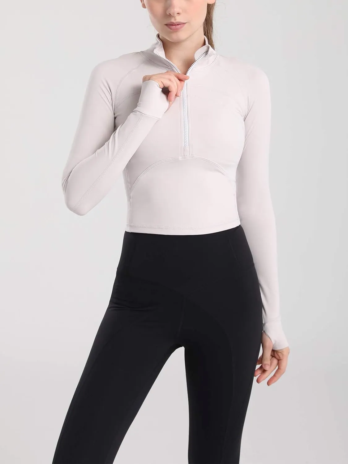 Women's Athletic Half Zip Pullover Sweatshirt Workout Top Crop Quarter Zip Pullover Yoga Running Jackets