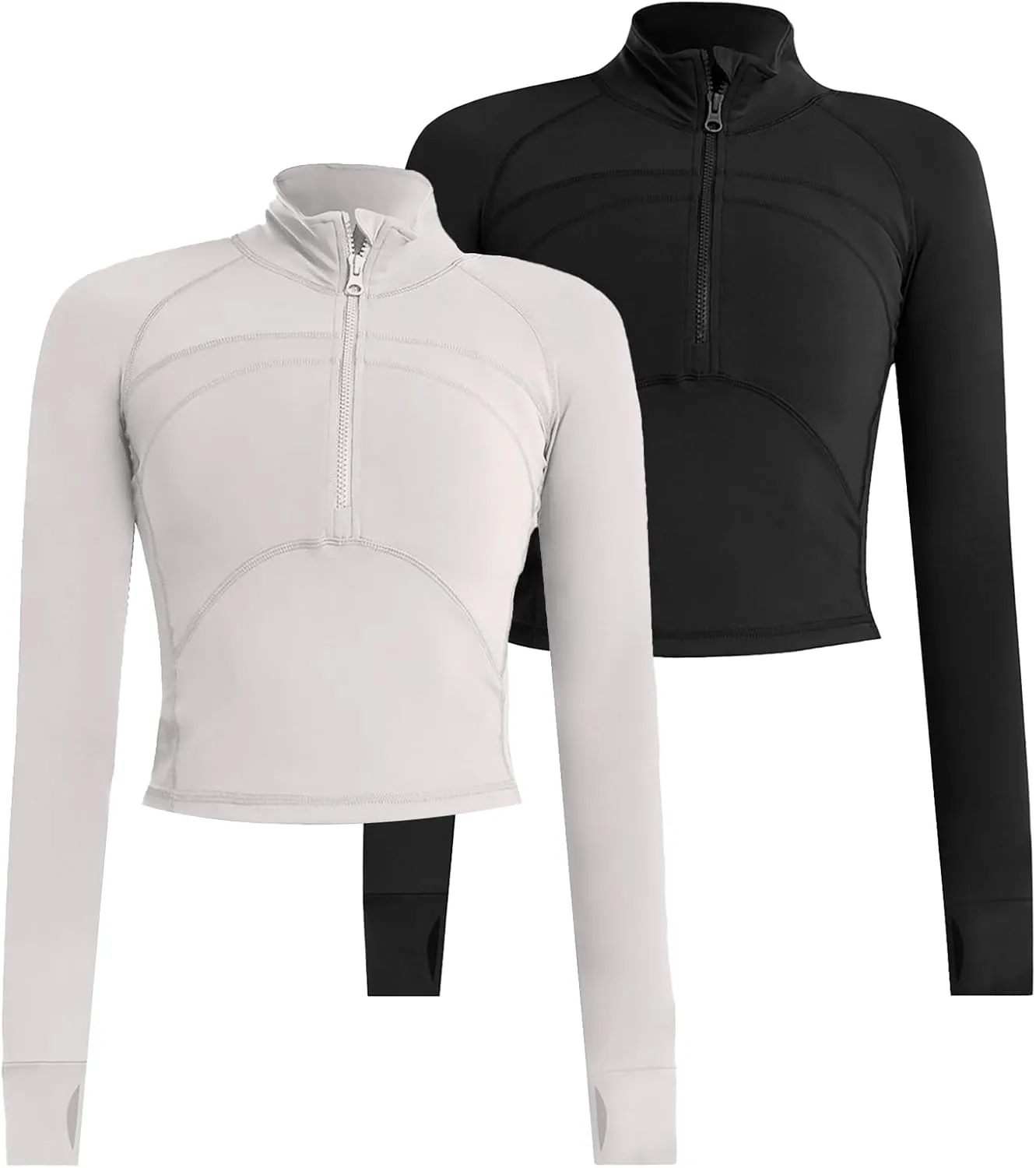 Women's Athletic Half Zip Pullover Sweatshirt Workout Top Crop Quarter Zip Pullover Yoga Running Jackets