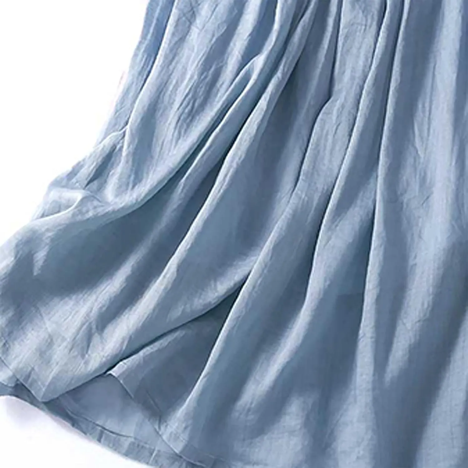 Women's Cotton Linen Maxi Skirt, High Waist Drawstring Long Skirts, Loose Fit Flowy Ankle Length Skirt, Comfy Skirts