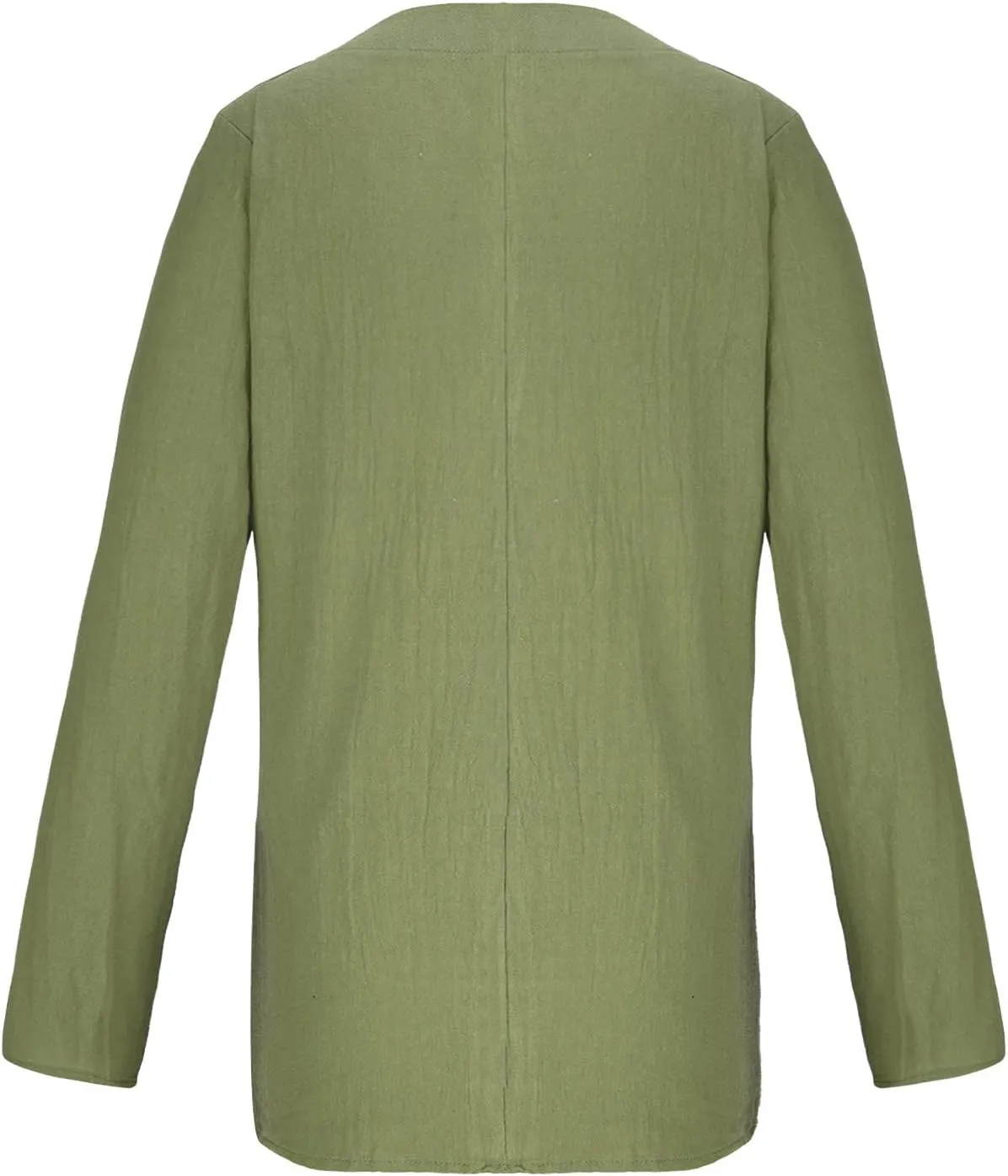 Women's Cotton Linen Shirts Long Sleeve Round Neck Blouses Casual Loose Fit Lightweight Solid Color Tunics Tee Tops
