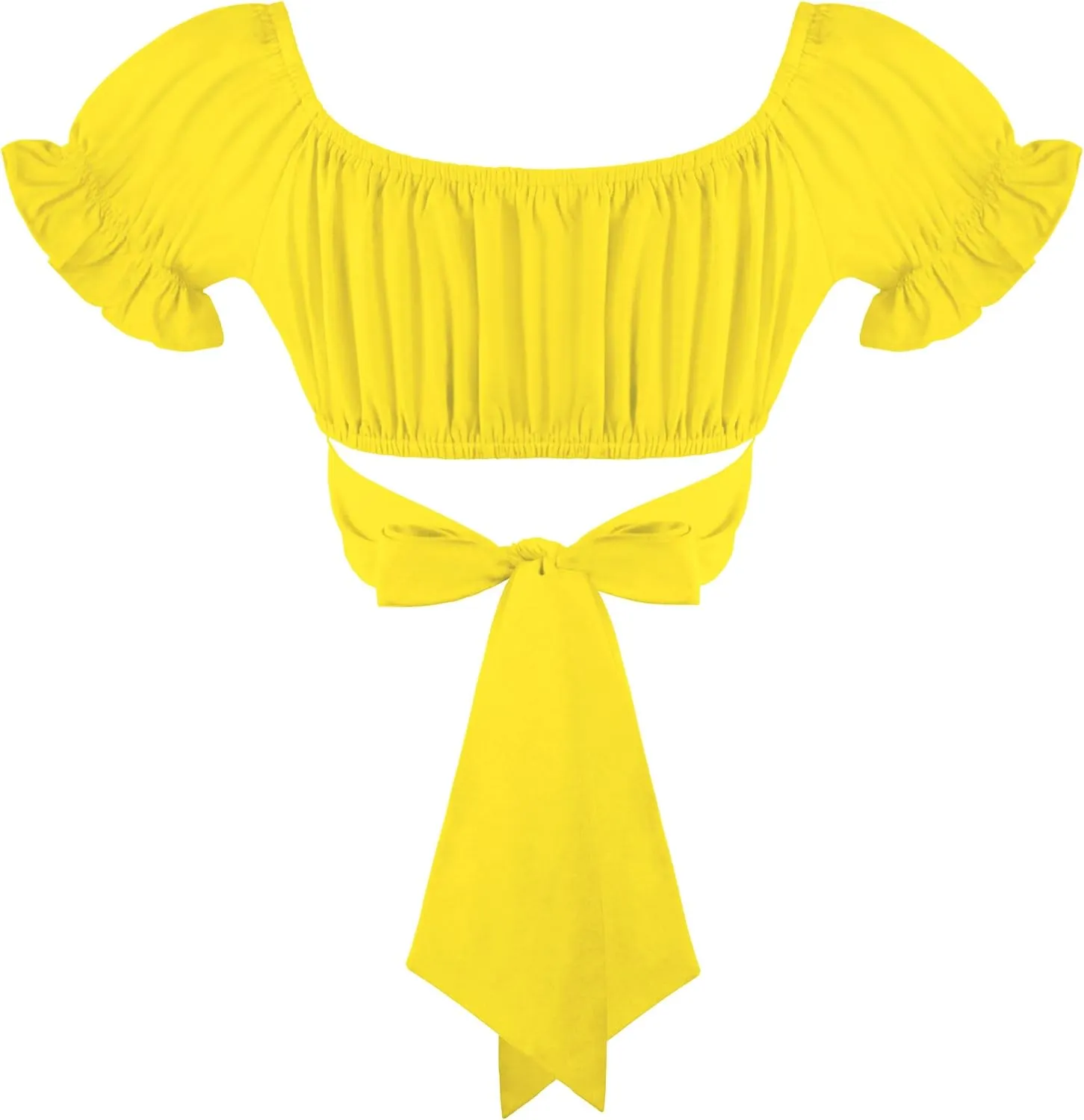 Women's Crop Tops Ruffle Short Sleeve Tie Back Summer Off Shoulder Top Blouse