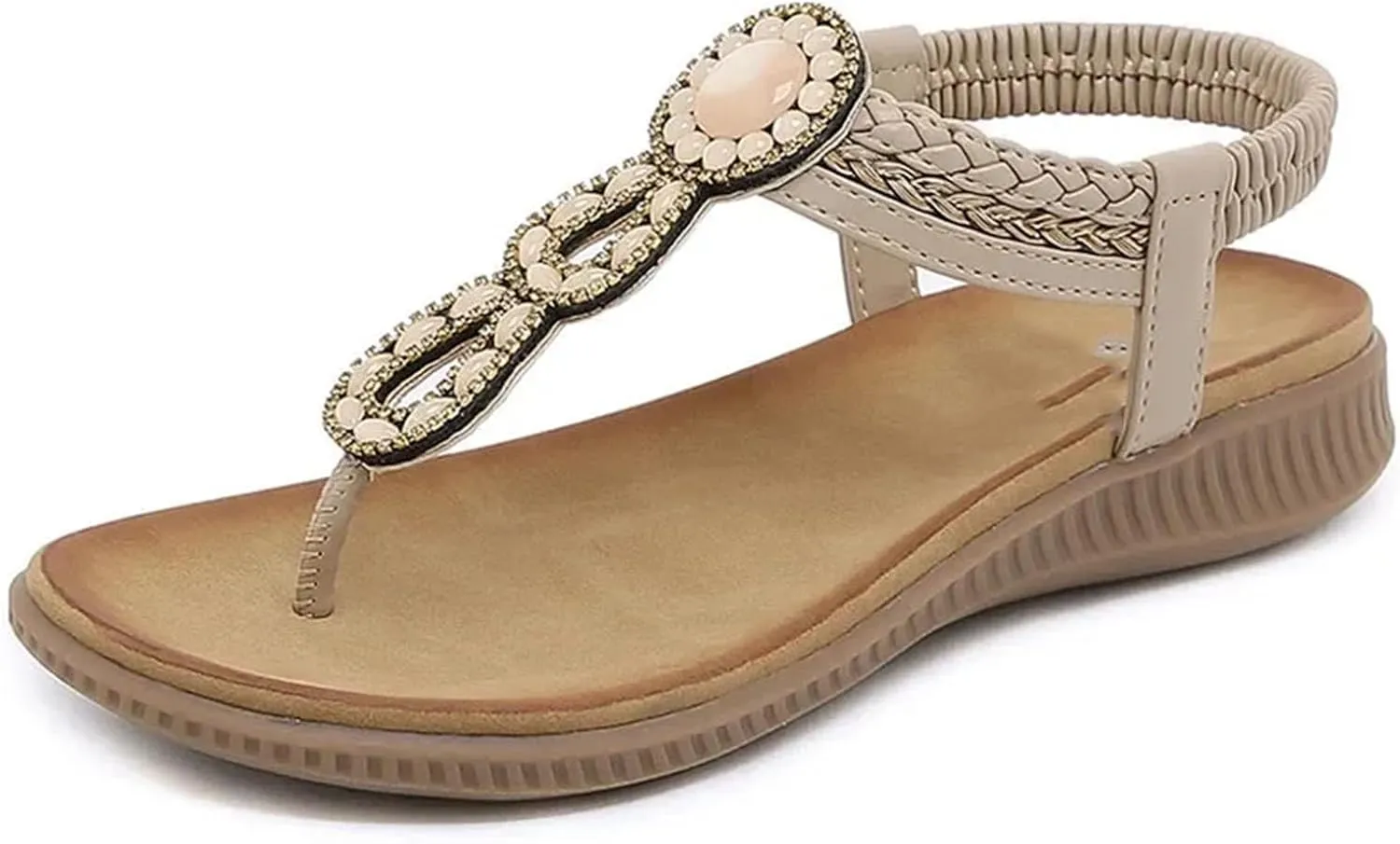 Women's Crystal Bohemian Sandals - Flat Heel Casual Summer Flip-Flops