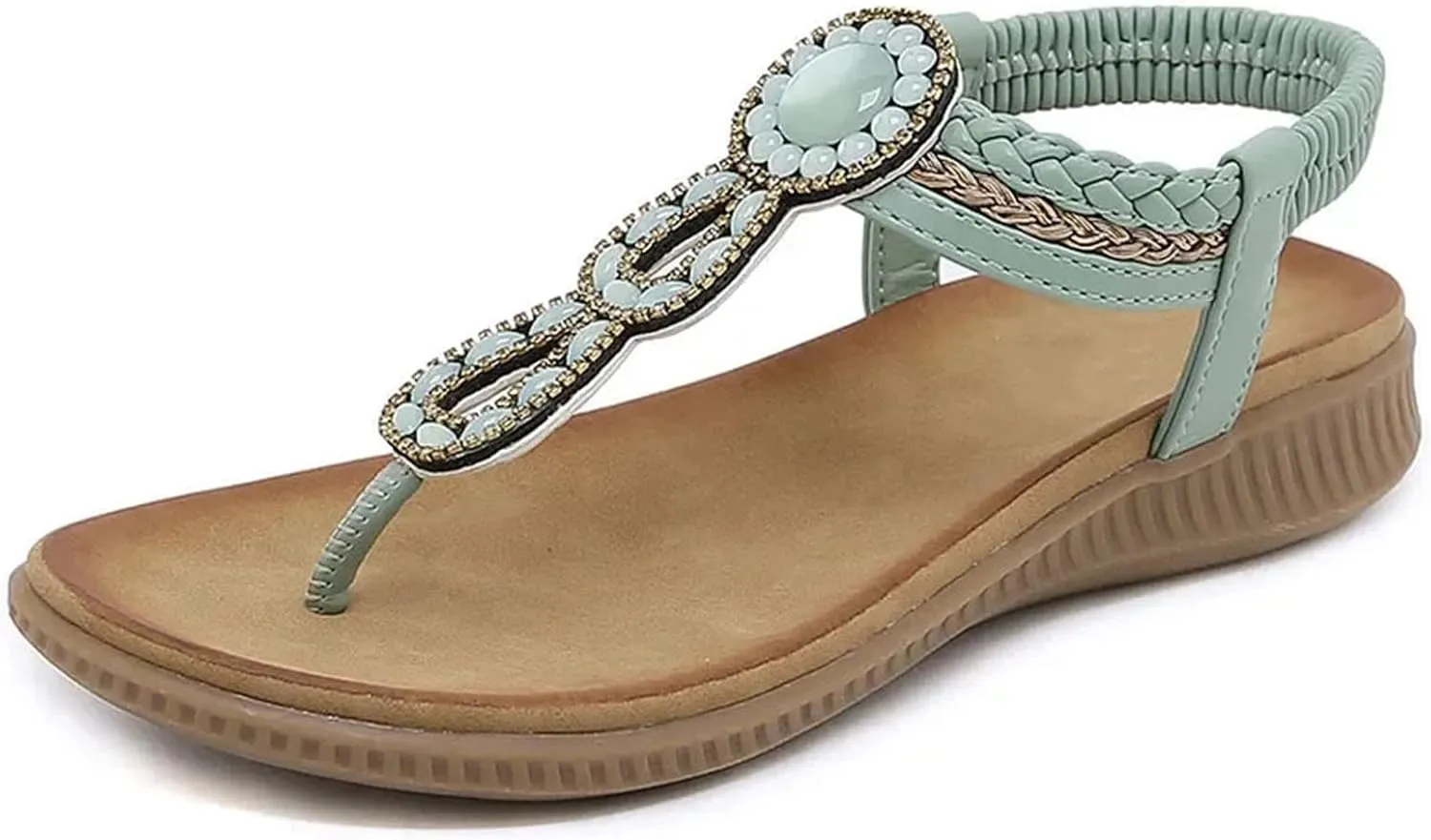 Women's Crystal Bohemian Sandals - Flat Heel Casual Summer Flip-Flops