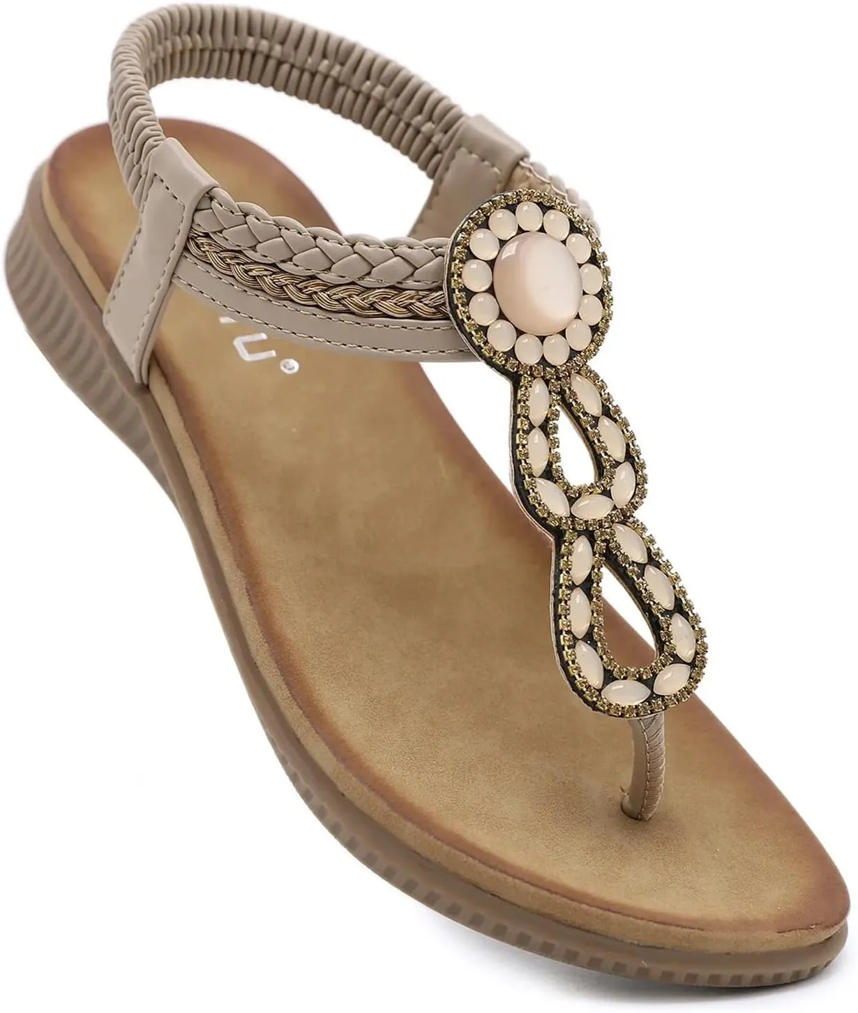 Women's Crystal Bohemian Sandals - Flat Heel Casual Summer Flip-Flops