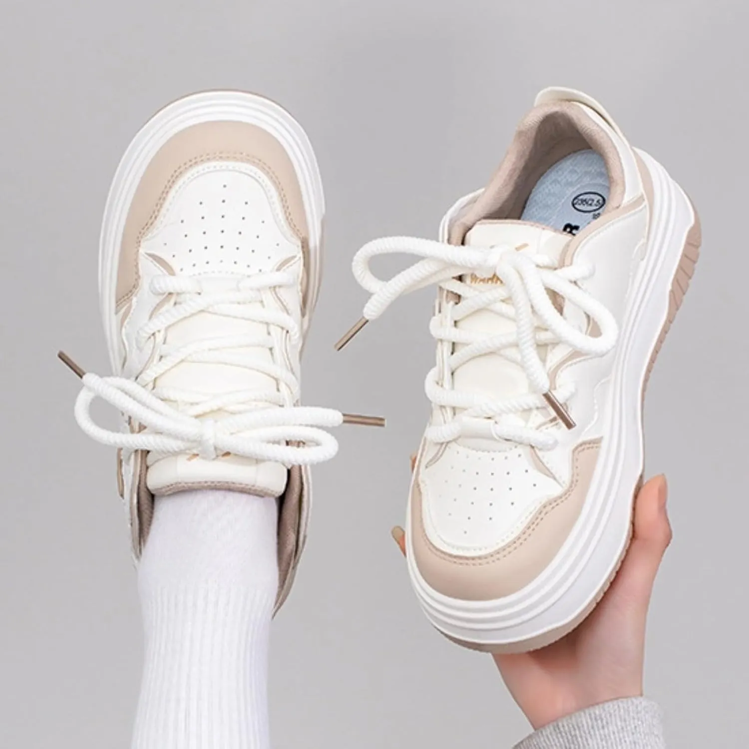 Women's Cute Chunky Sneakers, Sweet Heart Pattern Platform Shoes, Y2K Preppy Skate Casual Daily Wear, Height Boost