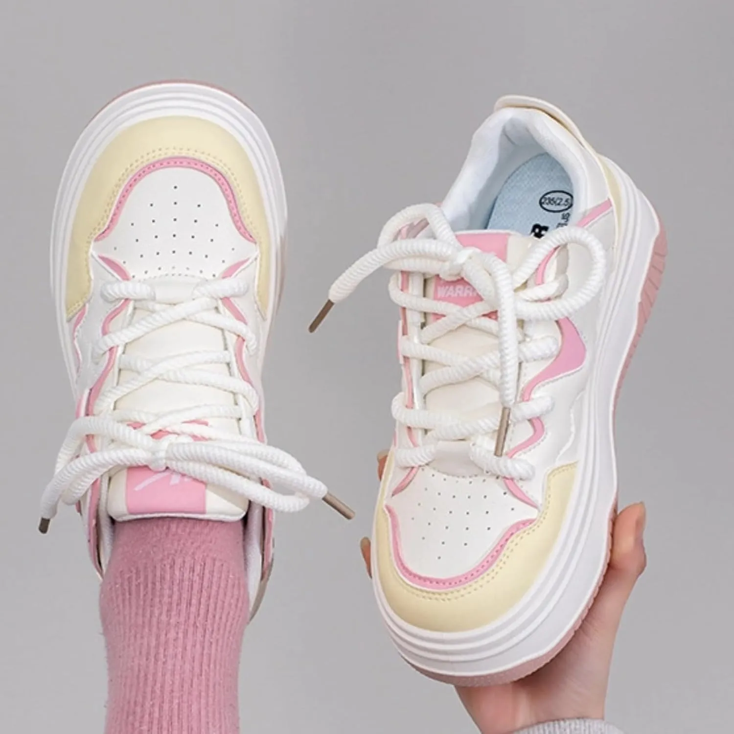 Women's Cute Chunky Sneakers, Sweet Heart Pattern Platform Shoes, Y2K Preppy Skate Casual Daily Wear, Height Boost