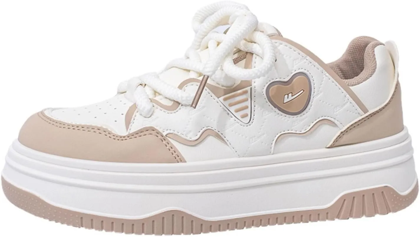 Women's Cute Chunky Sneakers, Sweet Heart Pattern Platform Shoes, Y2K Preppy Skate Casual Daily Wear, Height Boost