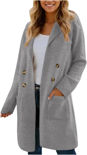 Womens Fall Long Cardigan Sweater Trendy Knit Jacket Coat Dressy Blazer Coatigan Open Front Coat Knit Winter Jackets