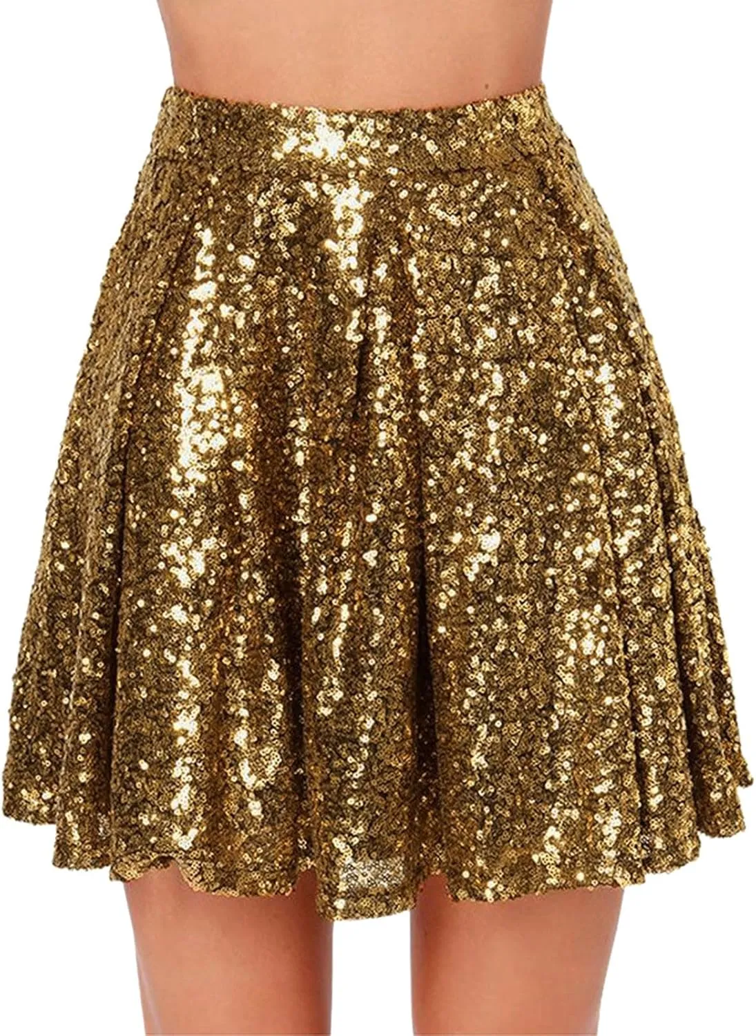 Women's Fashion High Waist Pleated Solid Color Short Skirt Loose Sequin Skirt Women's Trendy Skort