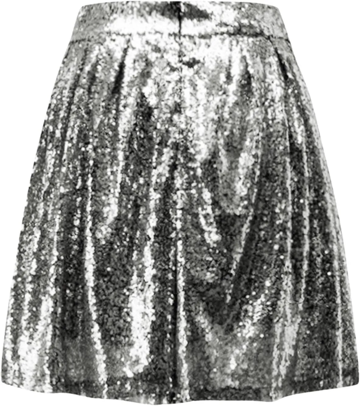 Women's Fashion High Waist Pleated Solid Color Short Skirt Loose Sequin Skirt Women's Trendy Skort