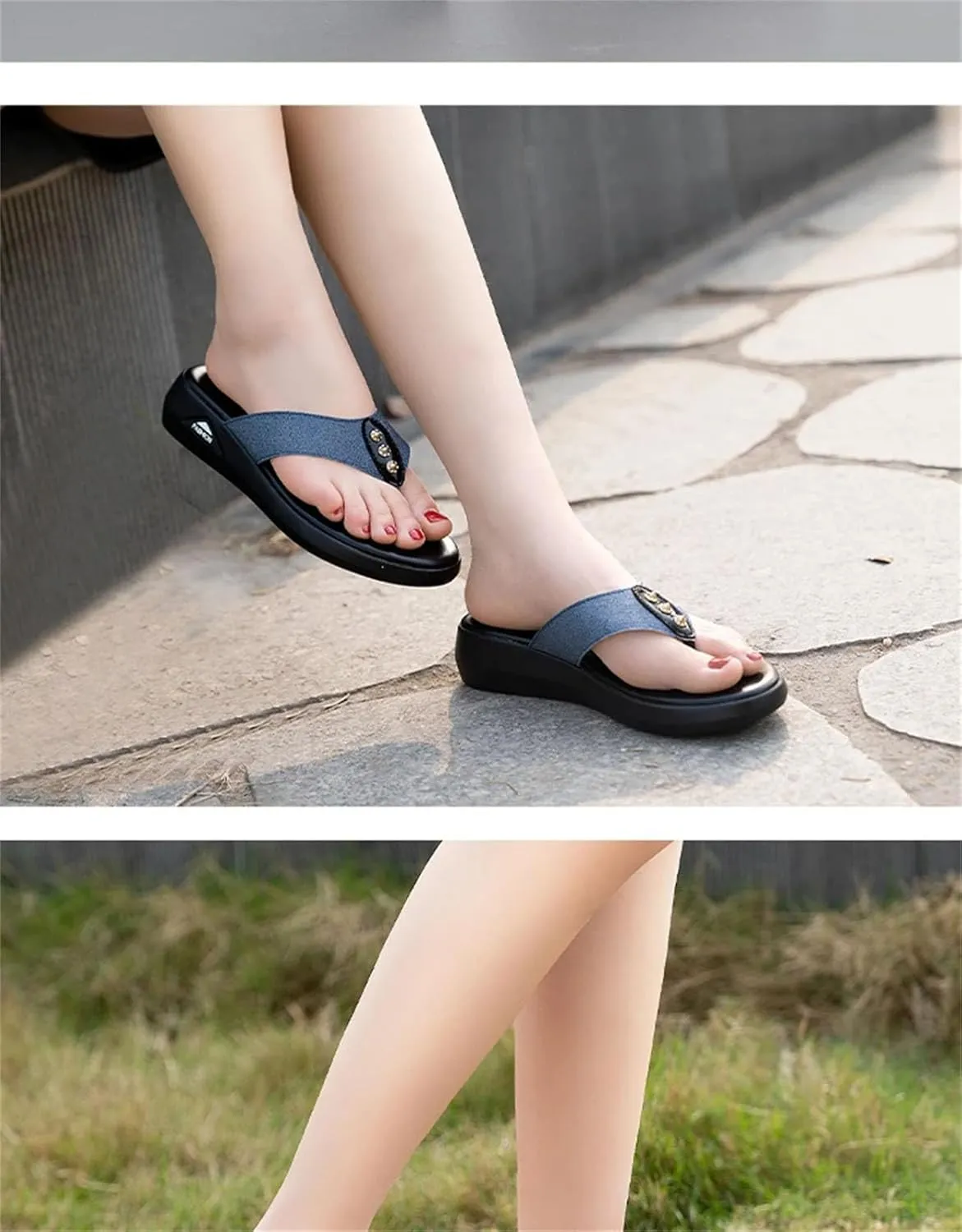 Women's Flat Flip-Flop Sandals - Open Toe Summer Beach Outerwear