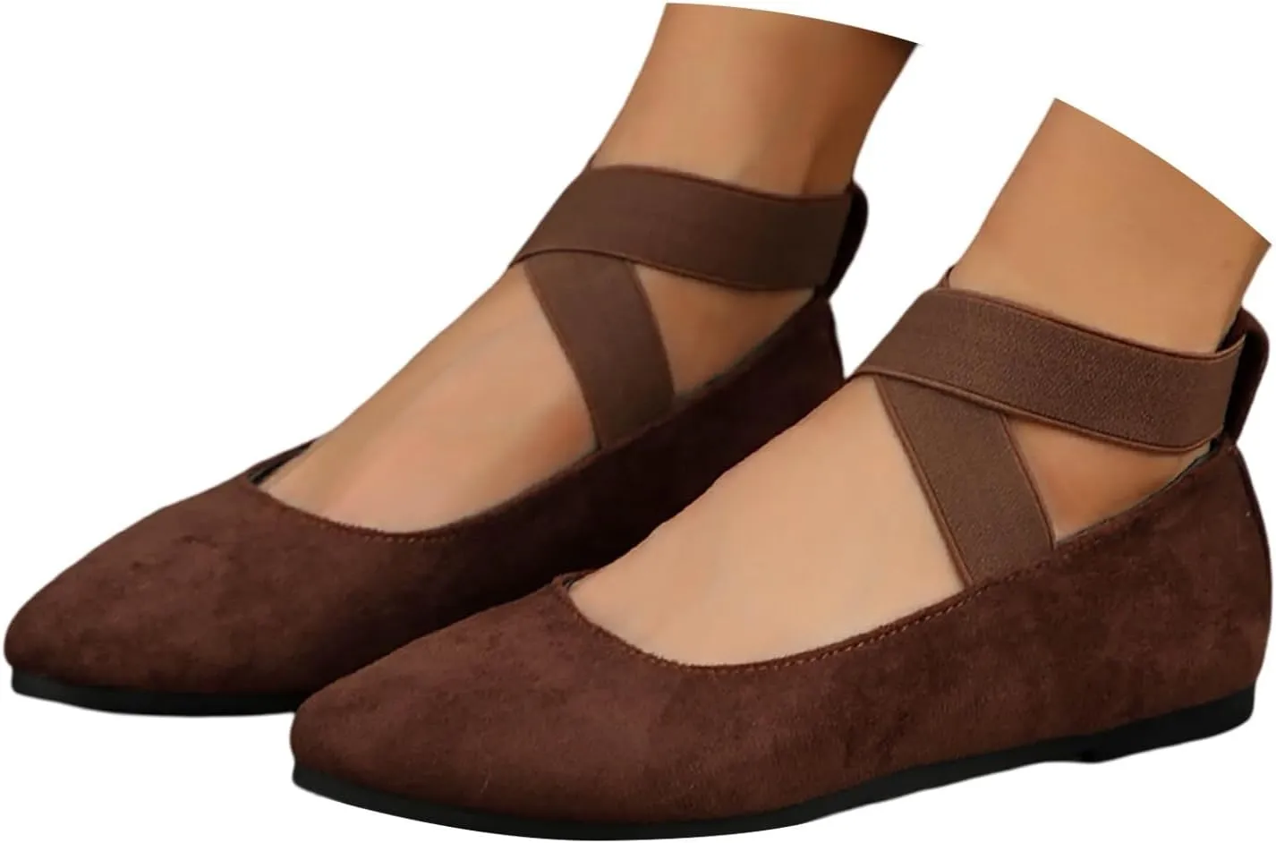 Women's Flats with Elastic Ankle Straps Comfortable Ballet Flat Shoes Dressy Closed-Toe Slip-Ons for Casual, Office, Travel | Lightweight & Breathable Walking Shoes