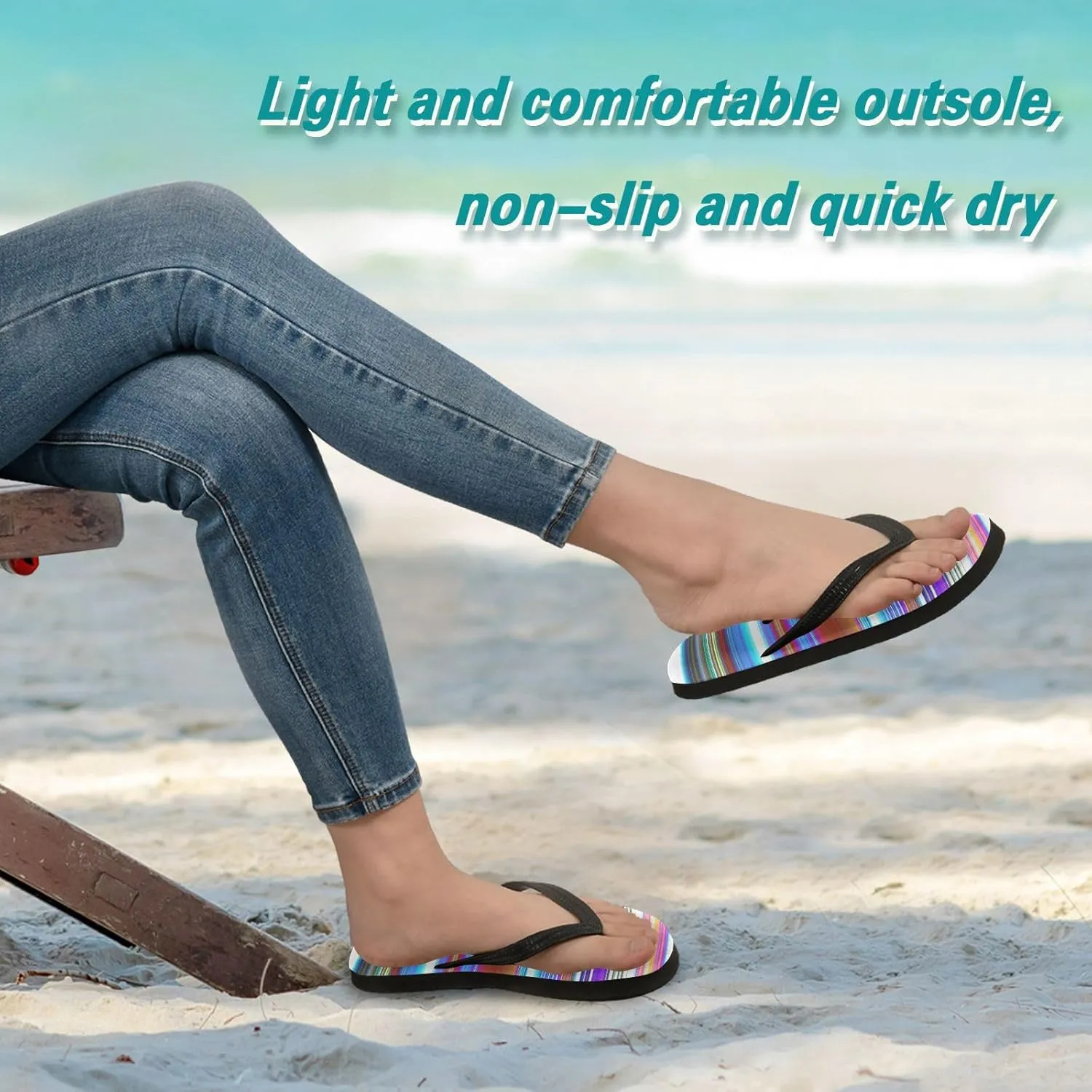 Womens Flip Flops Pastel Mexican Strips Summer Beach Sandals Casual Thong Slippers Comfortable Shower Slippers Non Slip Water Sandals shoes XS