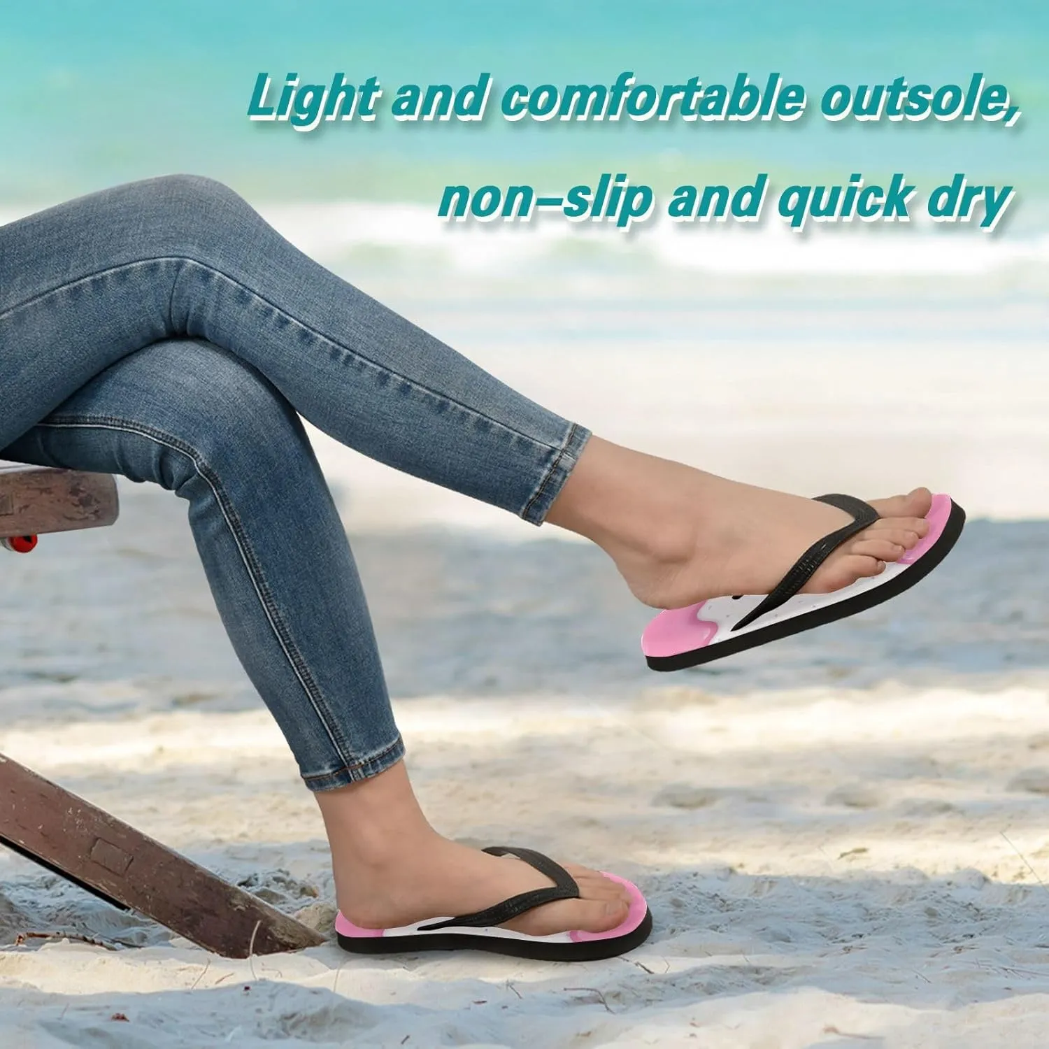 Womens Flip Flops Pink Pastel Sugar Sprinkles Summer Beach Sandals Casual Thong Slippers Comfortable Shower Slippers Non Slip Water Sandals shoes XXL