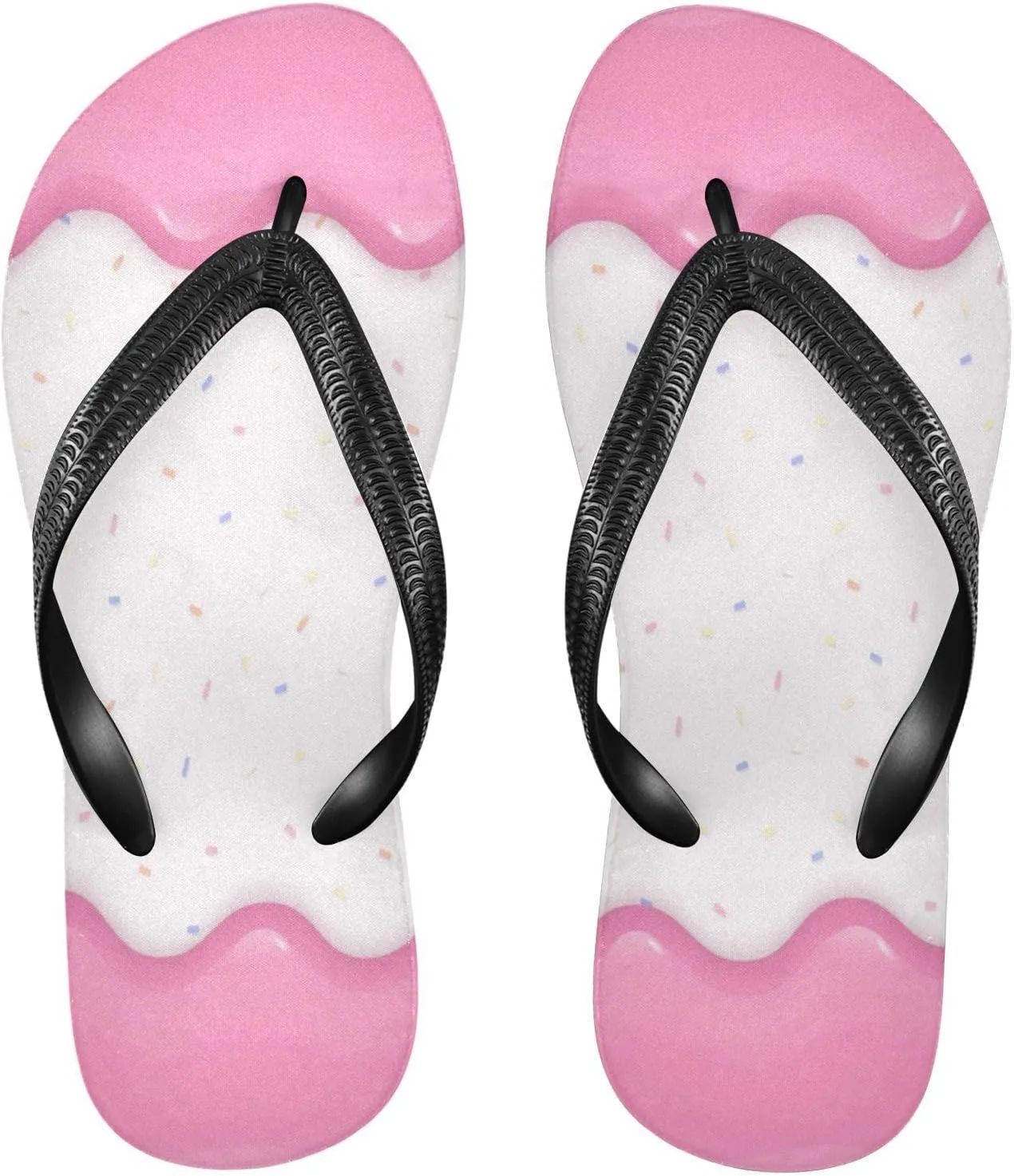 Womens Flip Flops Pink Pastel Sugar Sprinkles Summer Beach Sandals Casual Thong Slippers Comfortable Shower Slippers Non Slip Water Sandals shoes XXL