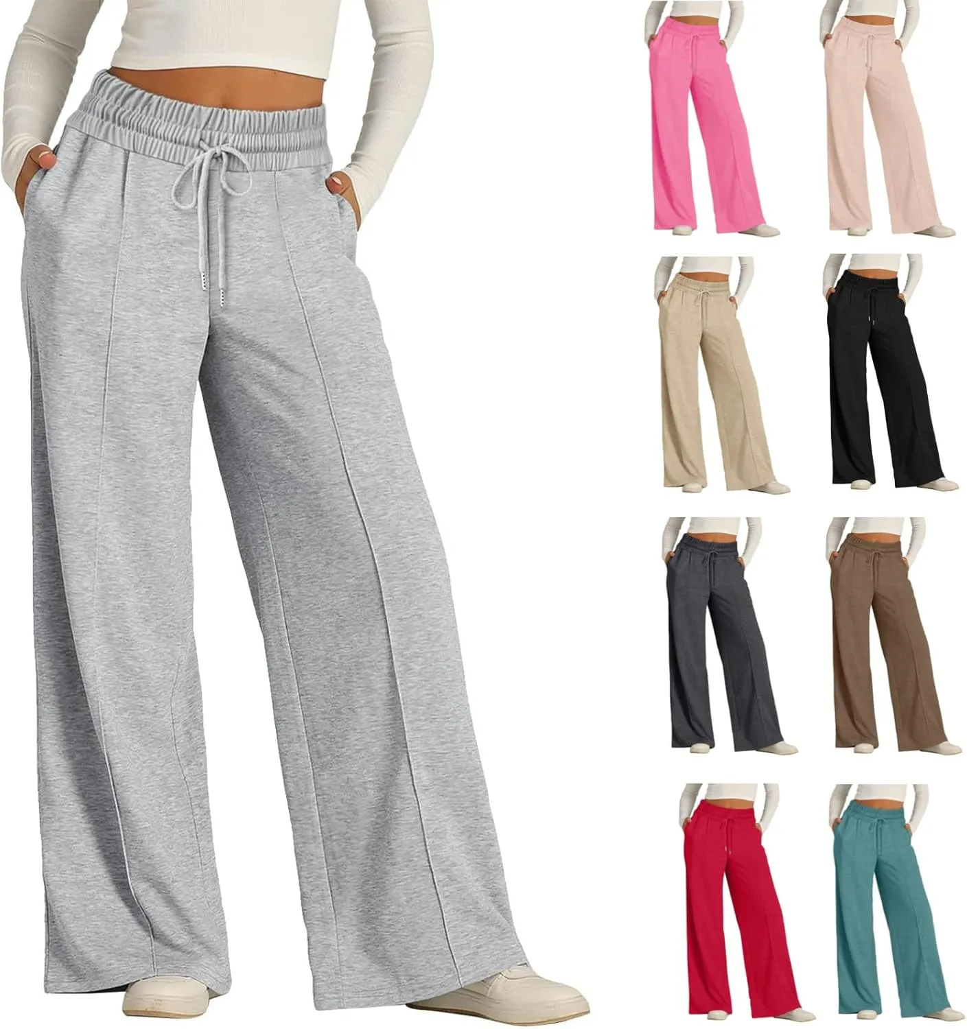 Women's High Waist Lightweight Wide Leg Baggy Jogging Yoga Harem Sweatpants