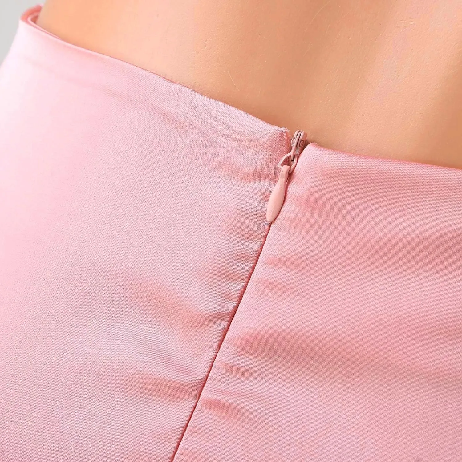 Womens High Waist Midi Skirt Casual Solid Versatile Satin Dress Fashion Elegant Knee Length Skirt Prom Party Skirts