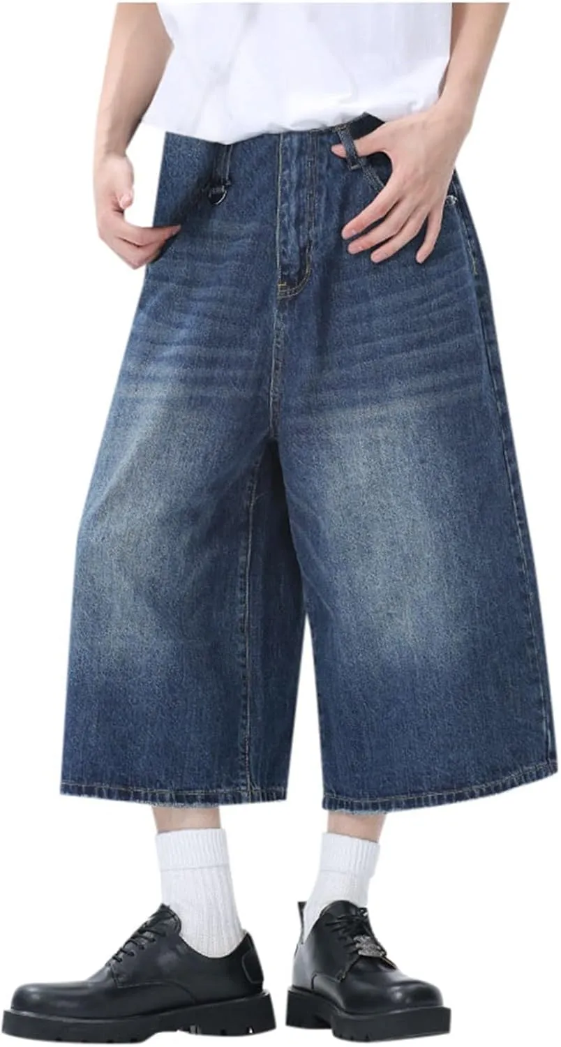 Women's Jeans Shorts High Waisted Casual Stretchy Wide Leg Girls Trendy Summer Y2k Baggy Vintage Capri Denim Pants