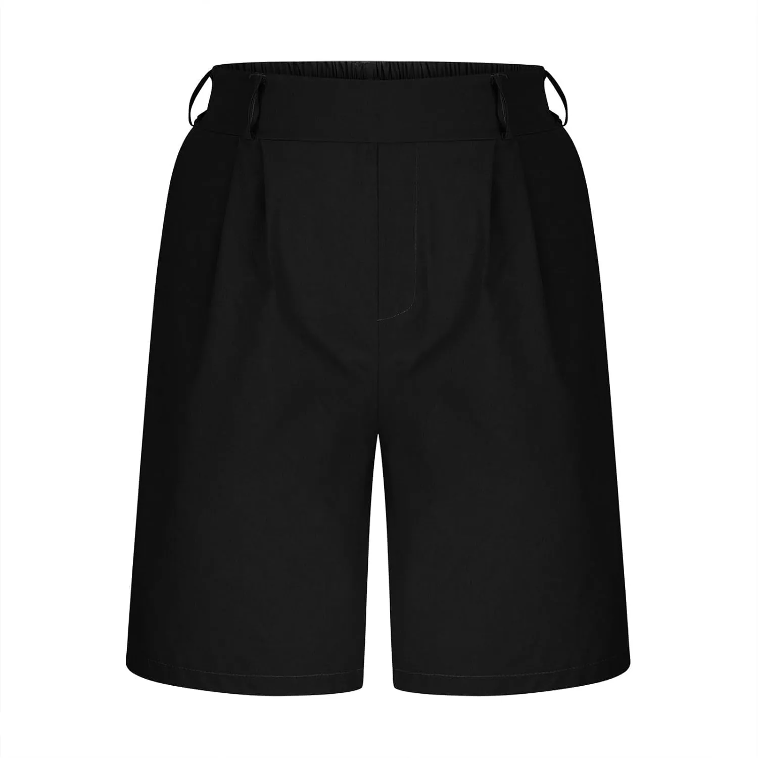 Women's Linen Shorts Summer Elastic High Waisted Wide Leg Bermuda Shorts Casual Loose Solid Color Jogger Short Pants