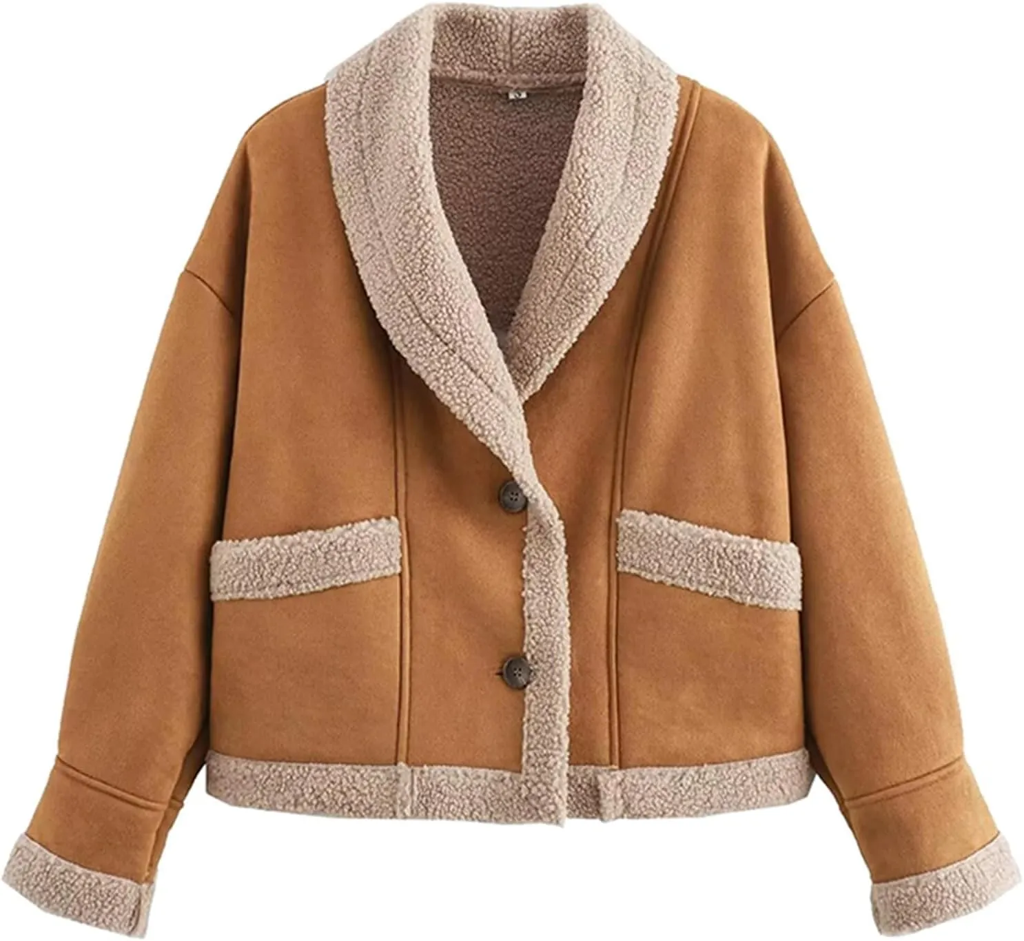 Women's Long Sleeve Oversized Sherpa Fleece Jacket With Cozy Stylish Winter Coat For Casual Wear Warm Outerwear
