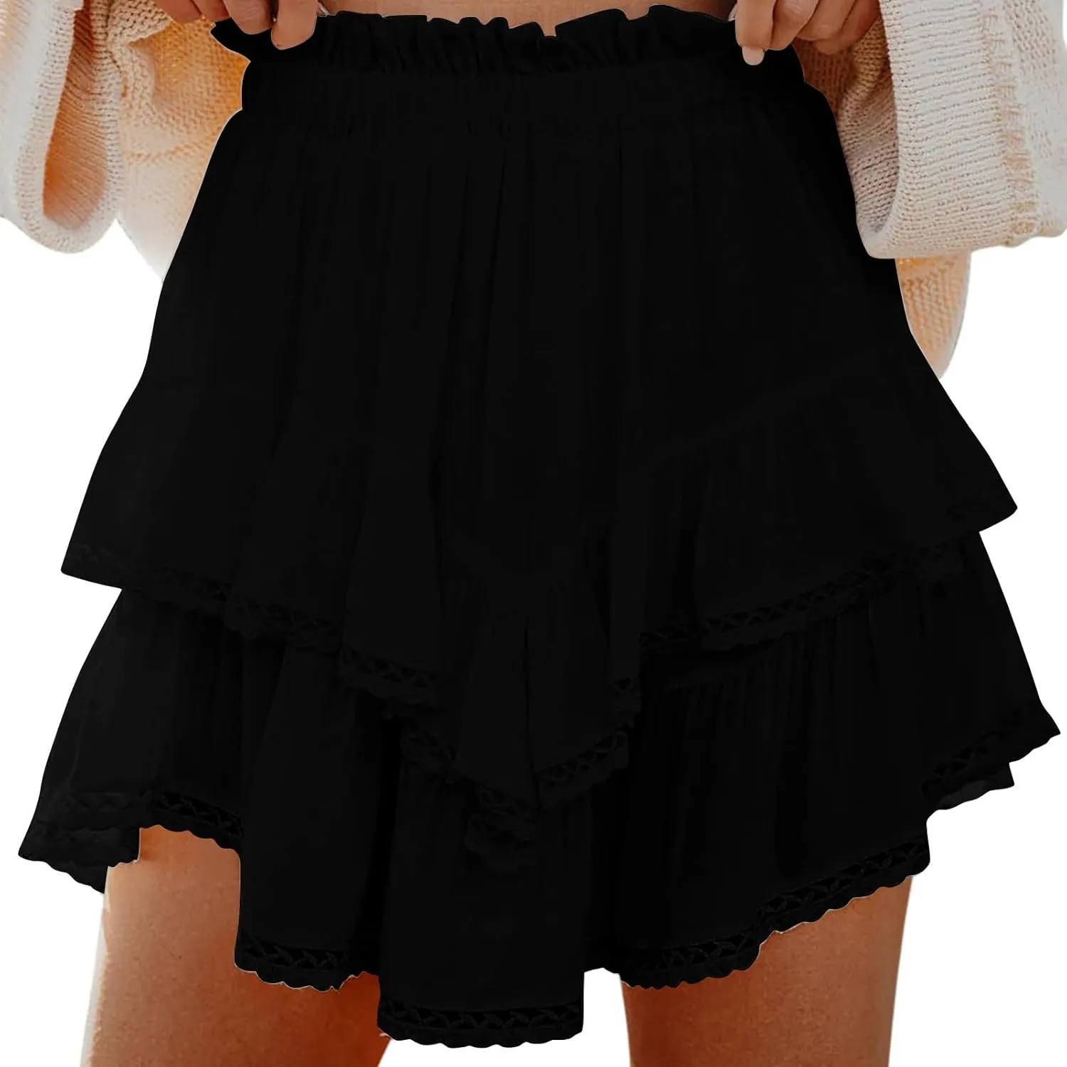 Womens Loose Fit Skorts for Women Mini Little Dressy Mesh Tiered 2025 Fashion Y2K