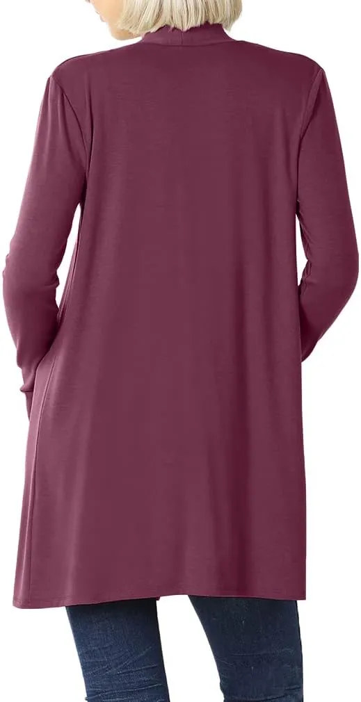 Women's Open Front Cardigan Long Sleeve with Pockets Casual Outwear