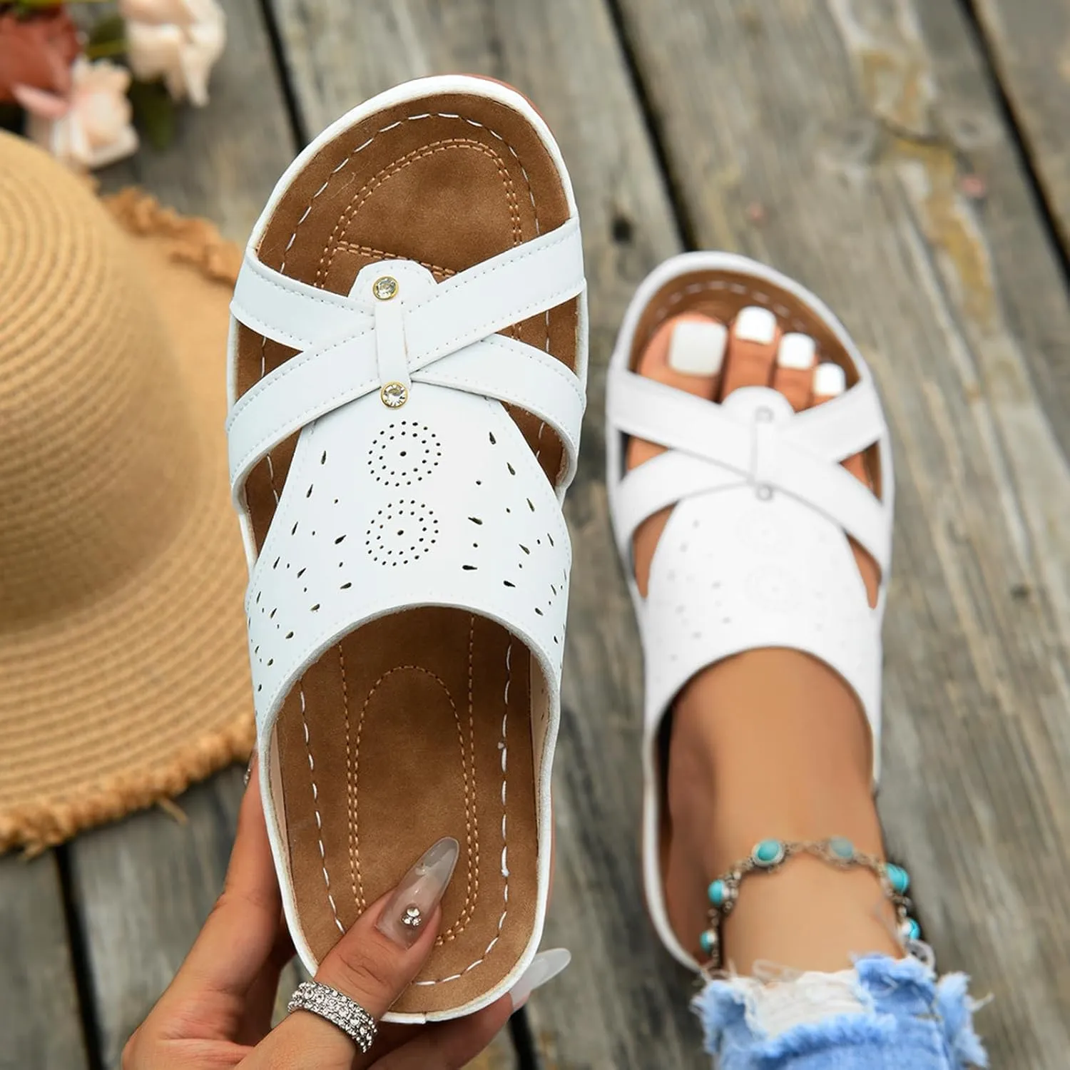 Womens Sandals Dressy Summer Comfortable Sandals Casual Breathable Slippers Non Slip Platform Lightweight Wedge Shoes2