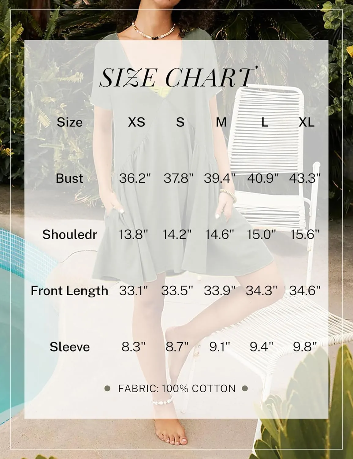 Womens Summer Mini Dress Casual Short Sleeve Loose V Neck Swing Sundress with Pocket