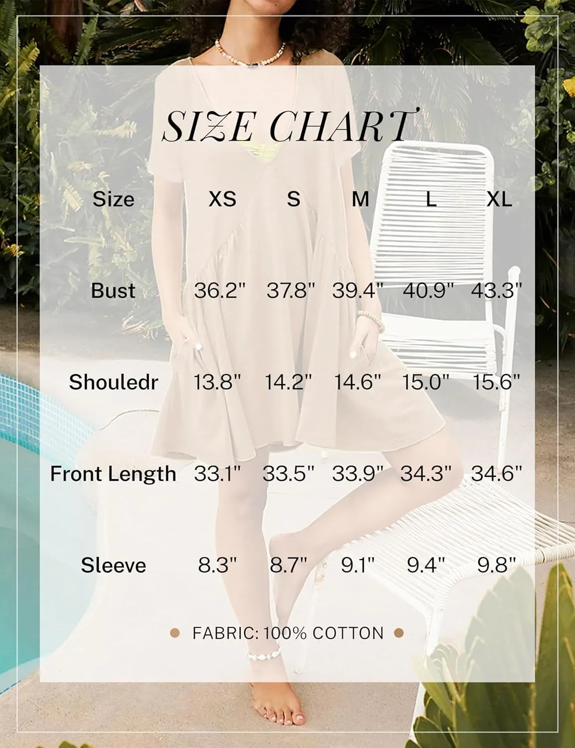 Womens Summer Mini Dress Casual Short Sleeve Loose V Neck Swing Sundress with Pocket