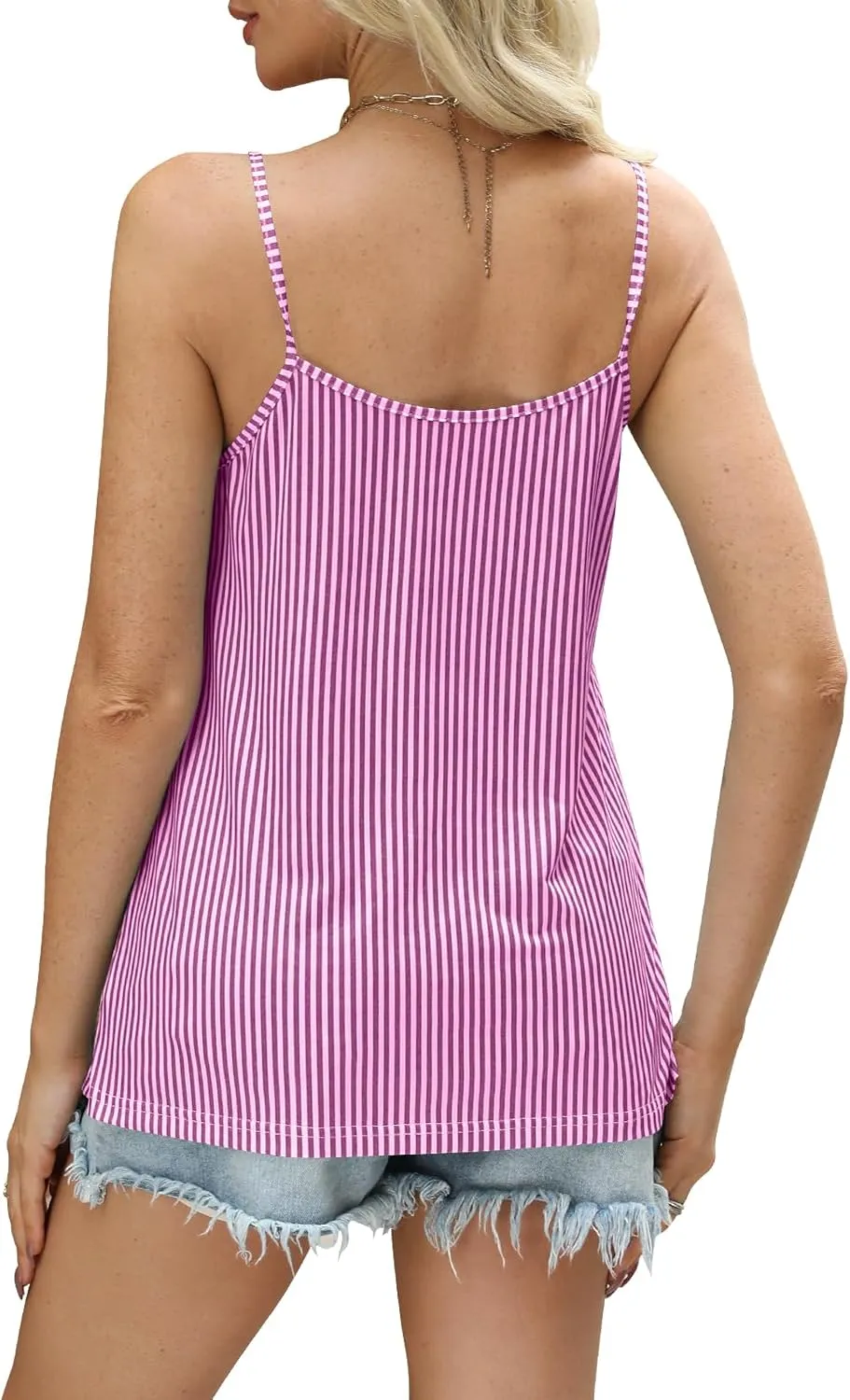 Womens Tank Tops Striped Camisole Ruffle Trendy Summer Off Shoulder Cami Tops 2025 Fashion Beach Vacation Clothes
