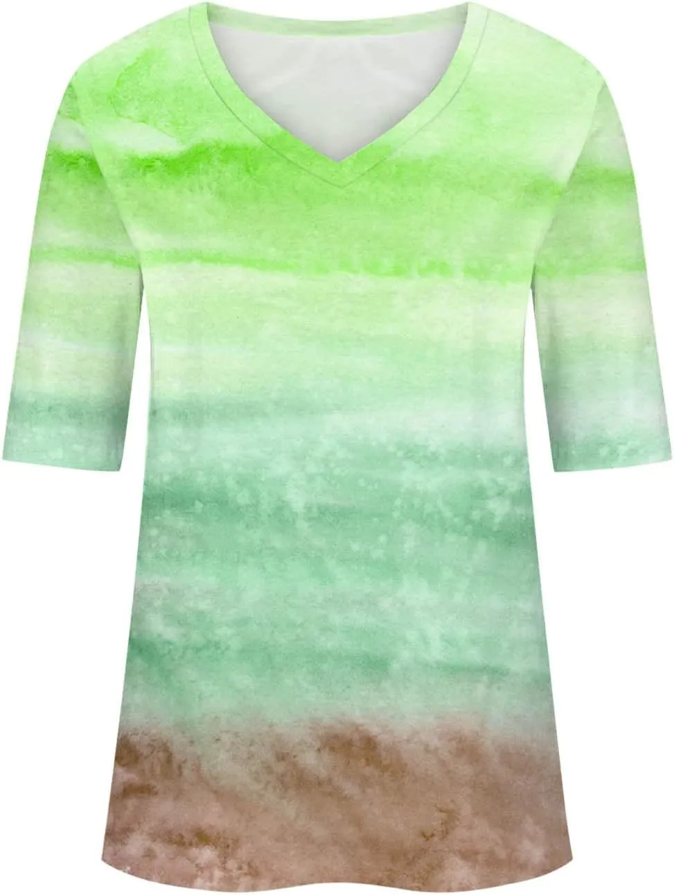 Womens V Neck Gradient Half Sleeve Tops and Blouses Pink and Blue Tie Dyed Shirts 2025 Spring Summer Cute Basic Tees