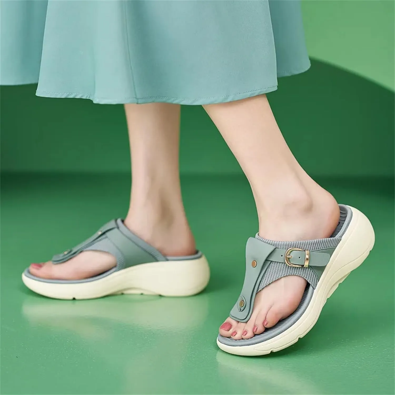 Women's Vintage Casual Flip-Flops - Metal Buckle Beach Sexy Summer Shoes