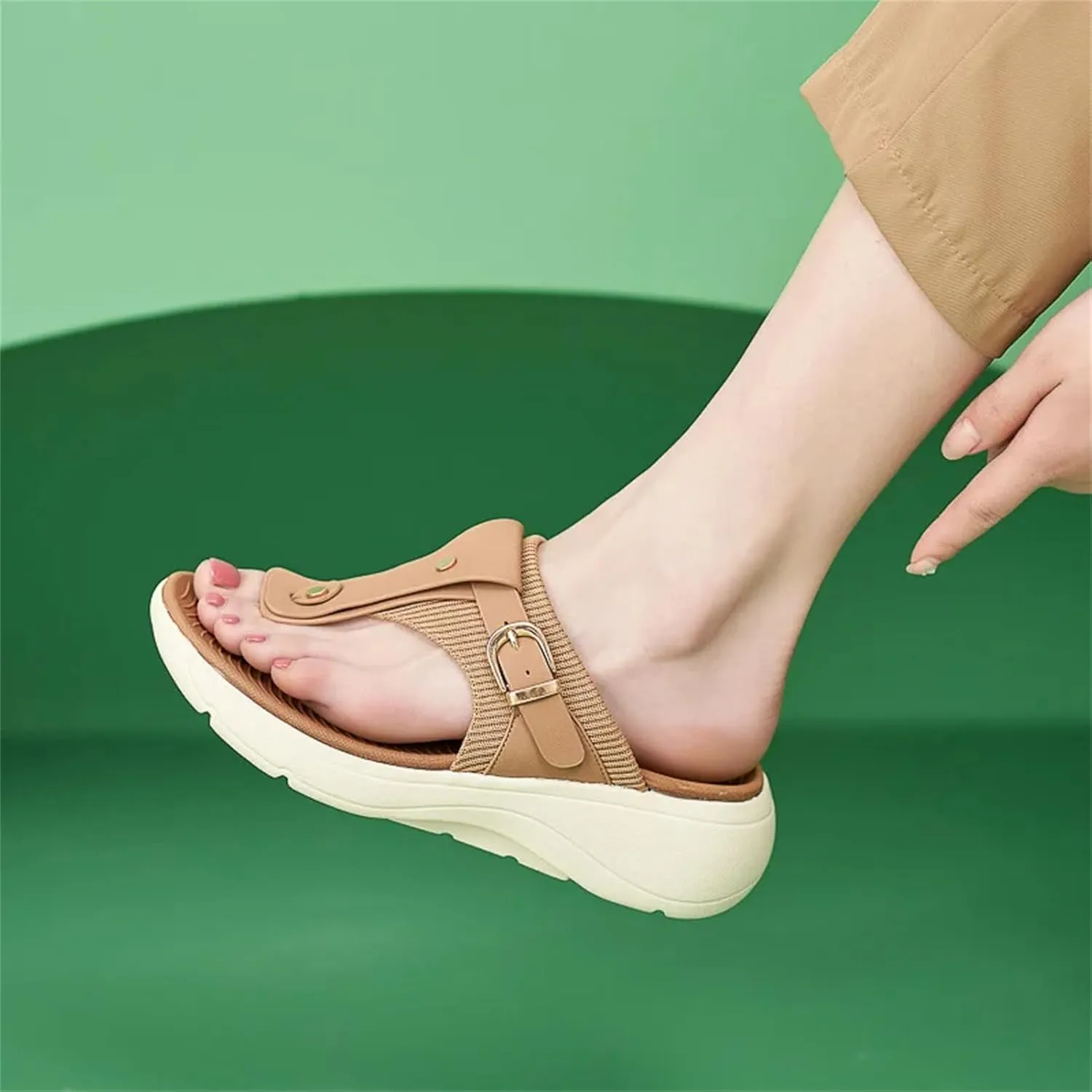 Women's Vintage Casual Flip-Flops - Metal Buckle Beach Sexy Summer Shoes