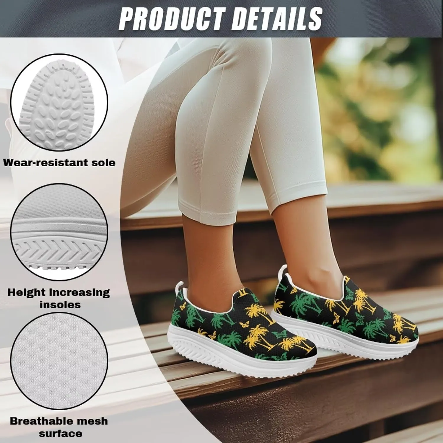 Womens Walking Shoes Breathable Mesh Platform Nursing Sneakers Casual Cozy Slip-Ons High Top Shoe Size 6-11 White Sole