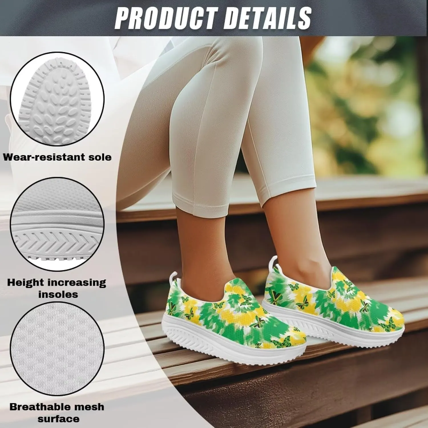 Womens Walking Shoes Breathable Mesh Platform Nursing Sneakers Casual Cozy Slip-Ons High Top Shoe Size 6-11 White Sole