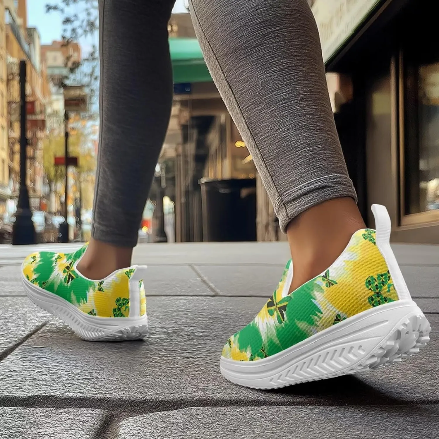 Womens Walking Shoes Breathable Mesh Platform Nursing Sneakers Casual Cozy Slip-Ons High Top Shoe Size 6-11 White Sole