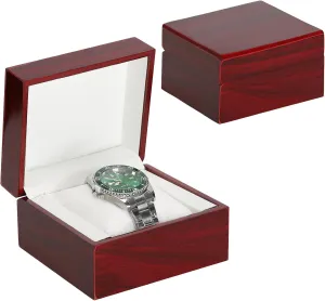 Wooden Single Watch Gift Box with Pillow, Wood Wristwatch Wrist Watch Case Storage Box for Christmas, Birthdays, Anniversary (Wood Color B)