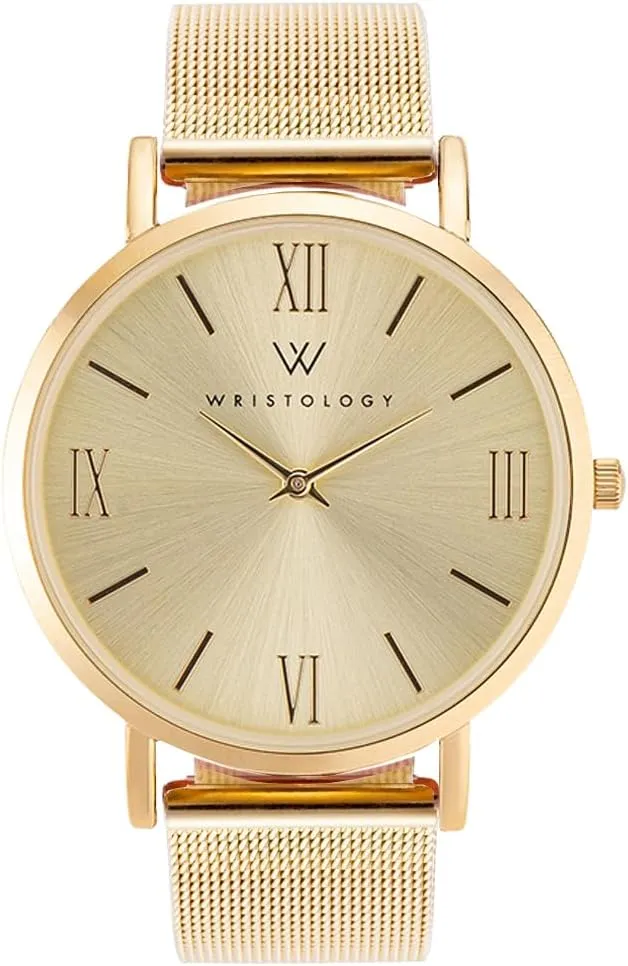 Wristology 29 Options - Maxi Leather Band Roman Numerals Boyfriend Watch - Interchangeable Genuine Leather Strap - Large Easy to Read Analog Face for Women or Men