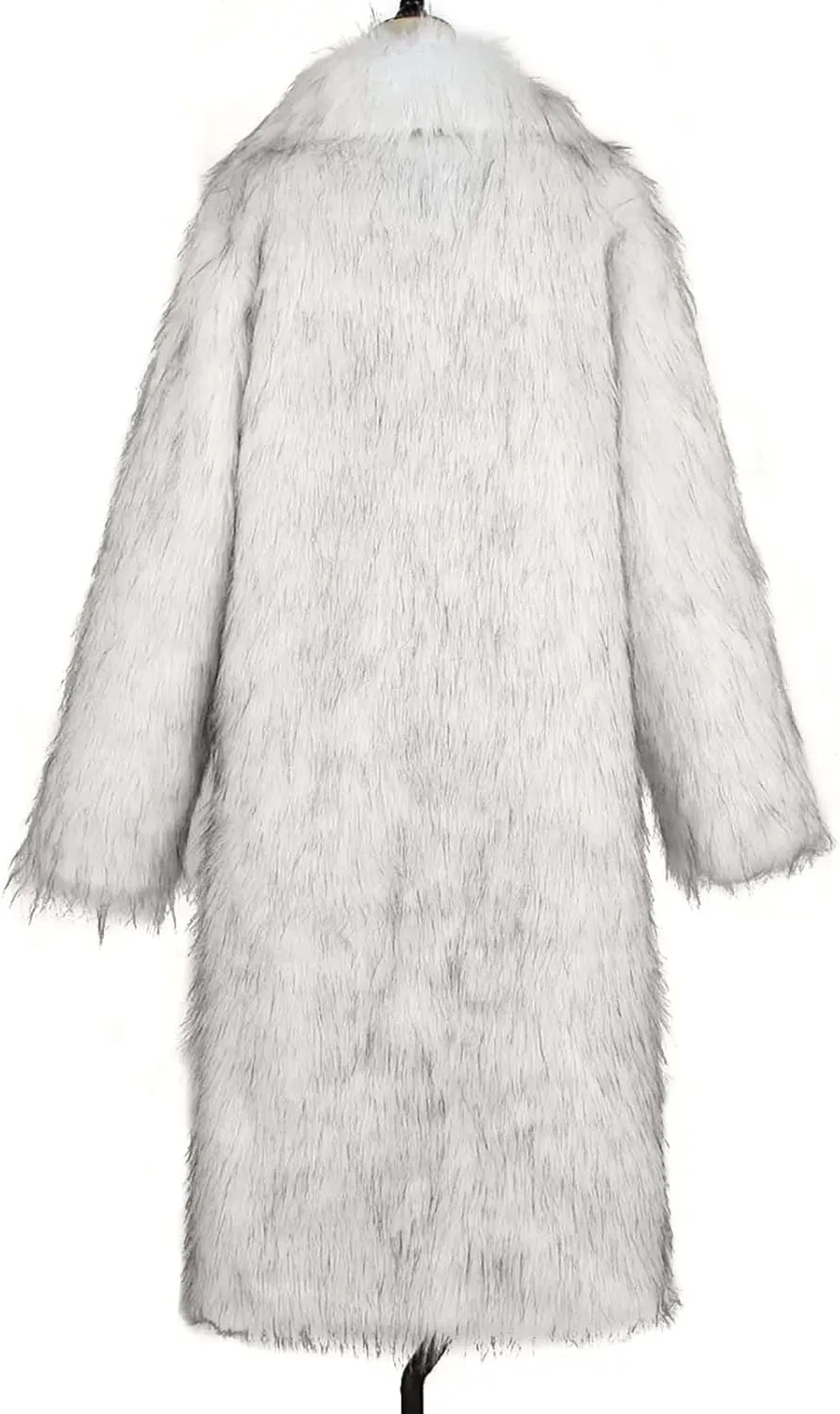 XUNRYAN 2023 Womens Faux-Fur Trench Coat Long Jackets Fashion Notch Lapel Winter Warm Thicken Fluffy Anorak Parka Outerwear