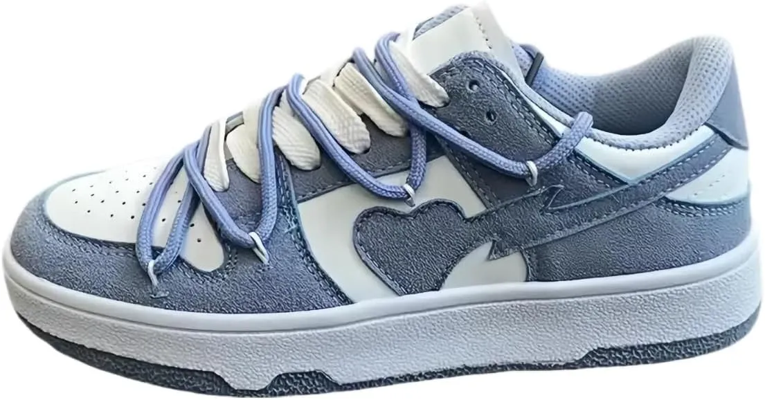 Y2K Sporty Sneakers for Women, Girls Cute Streetwear, Pastal Color Low Top Skate Shoes Couple Matching