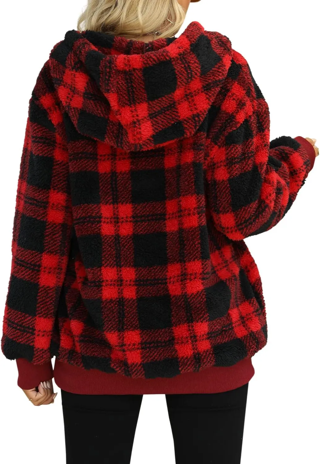 Yanekop Womens Hoodies Sherpa Pullover Sweater Fuzzy Fleece Sweatshirt Oversized Hoodie Cozy Outerwear with Pockets