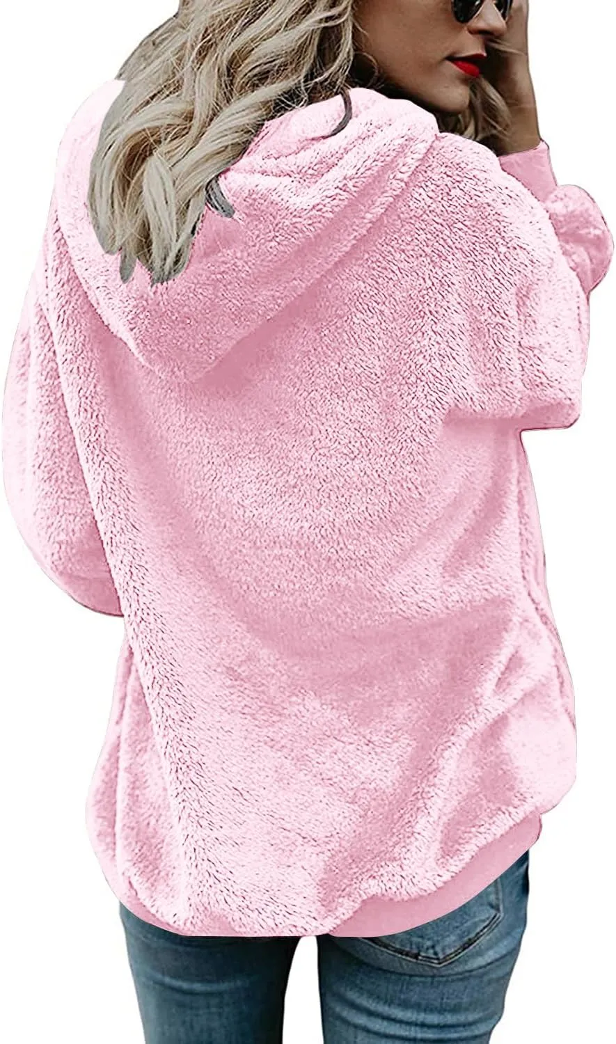 Yanekop Womens Hoodies Sherpa Pullover Sweater Fuzzy Fleece Sweatshirt Oversized Hoodie Cozy Outerwear with Pockets