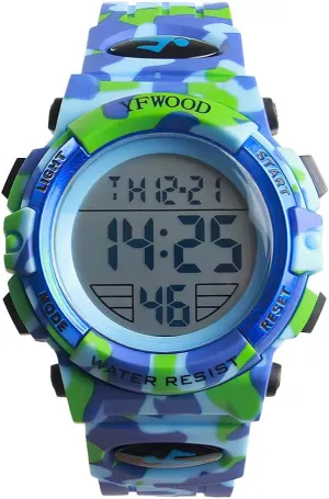 YFWOOD Kids Digital Watch Waterproof Outdoor Watches Children Casual Electronic Analog Quartz Wrist Watches with Silicone Band Luminous Alarm Stopwatch for Boys
