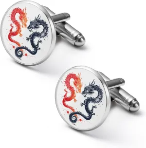 Yin and Yang Japanese Dragons Men's Cufflinks Classic Tuxedo Shirt Cuff Dress Cuff Links Jewelry Accessories for Business Wedding