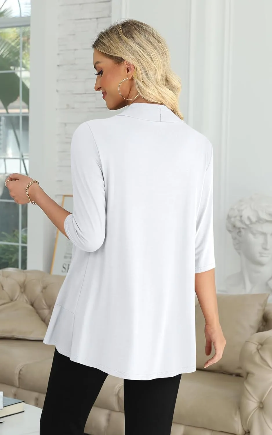Yincro Women's Casual 3/4 Sleeve Cardigan Lightweight Soft Open Front Cardigans
