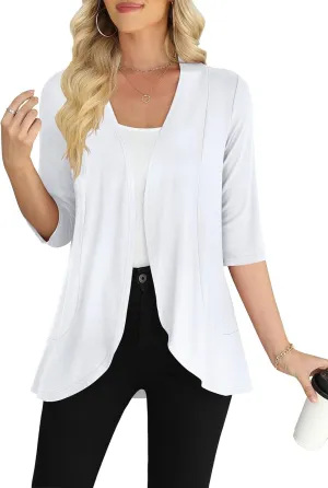 Yincro Women's Casual 3/4 Sleeve Cardigan Lightweight Soft Open Front Cardigans
